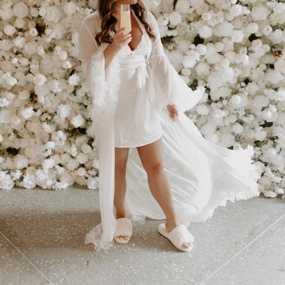 Feathered bridal robe.